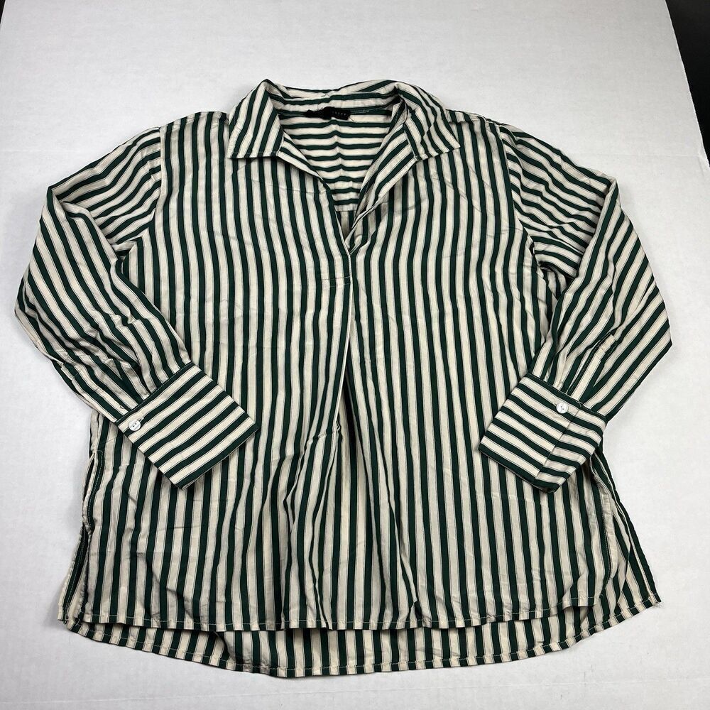 Jane and Delancey Collared Tunic Shirt Striped Loose Oversized Long Sleeve XS